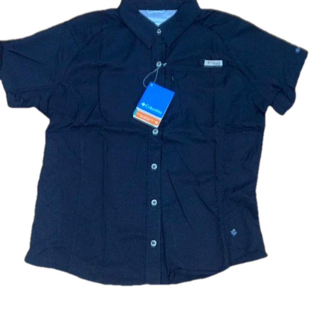 Columbia Girls Youth Titanium Omni Shade Black Top Fly Fishing Camping Shirt NEW